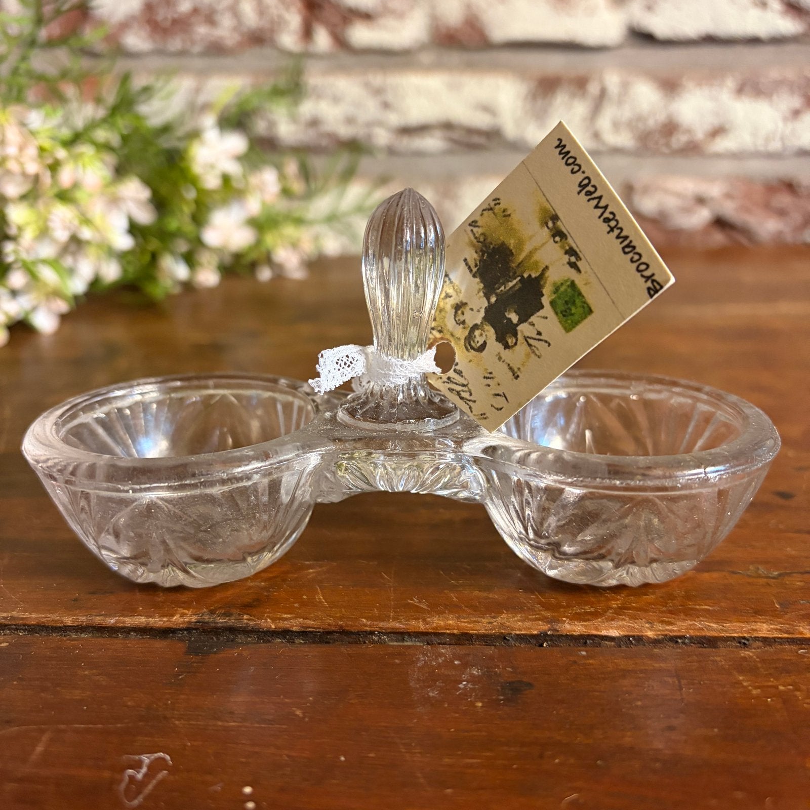 Oud glazen Zout- en Peperstel - Franse Brocante, Antiek en Kunst, Ophalen of Verzenden