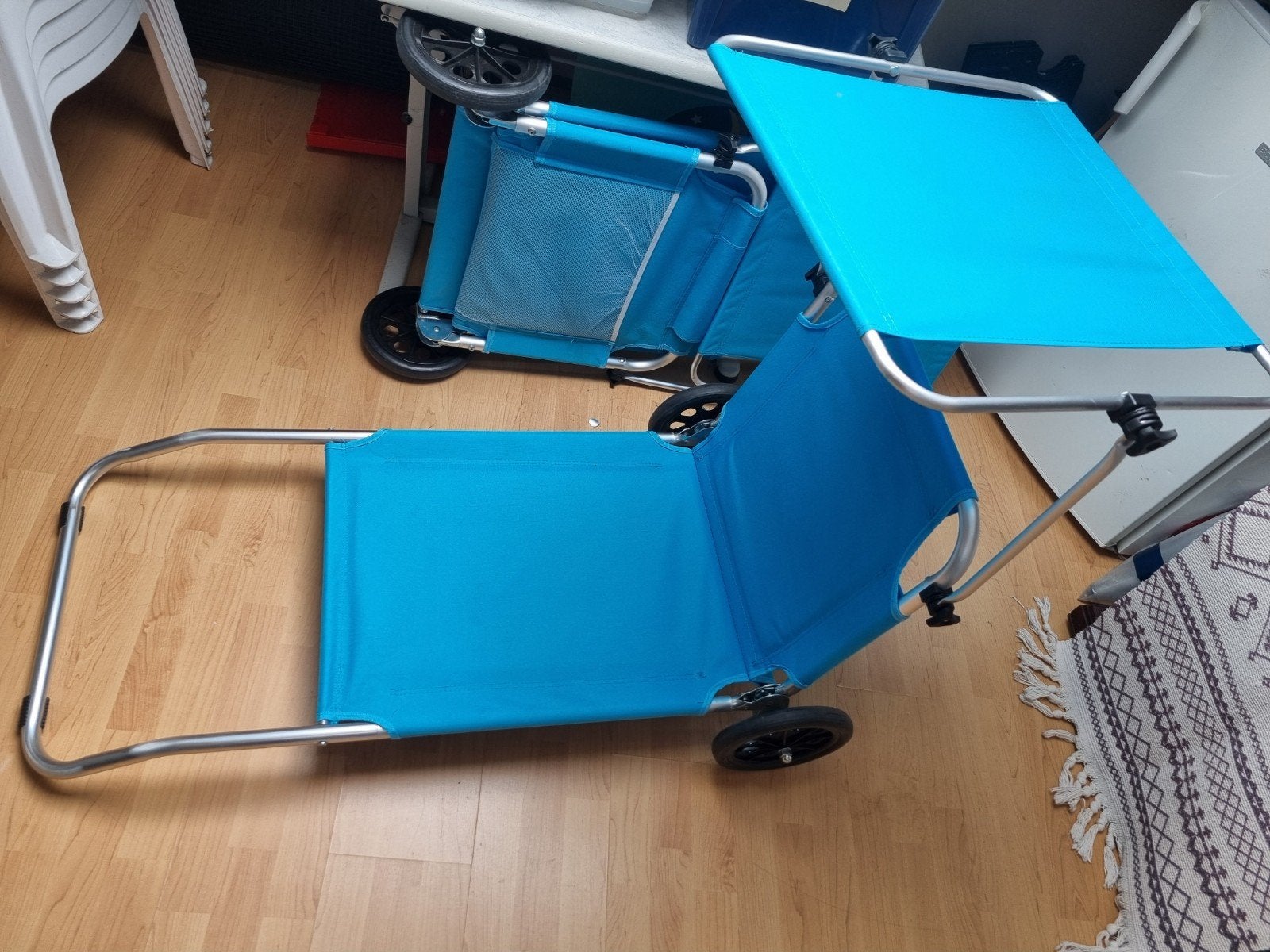 2 stuks (strand) stoel/ligstoel., Tuin en Terras, Ligbedden, Ophalen, Zo goed als nieuw, Aluminium, Verrijdbaar
