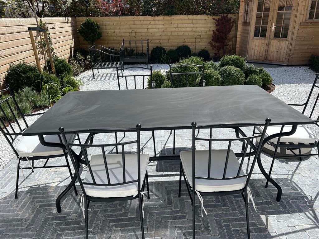 Tuinsets dining black metal, Ophalen, Overige materialen, Gebruikt, Eettafel