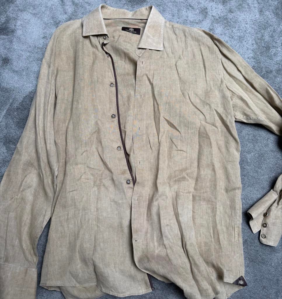 Linnen overhemd van Cesare Attolini, maat L, Ophalen of Verzenden, Zo goed als nieuw, Beige, Halswijdte 41/42 (L)