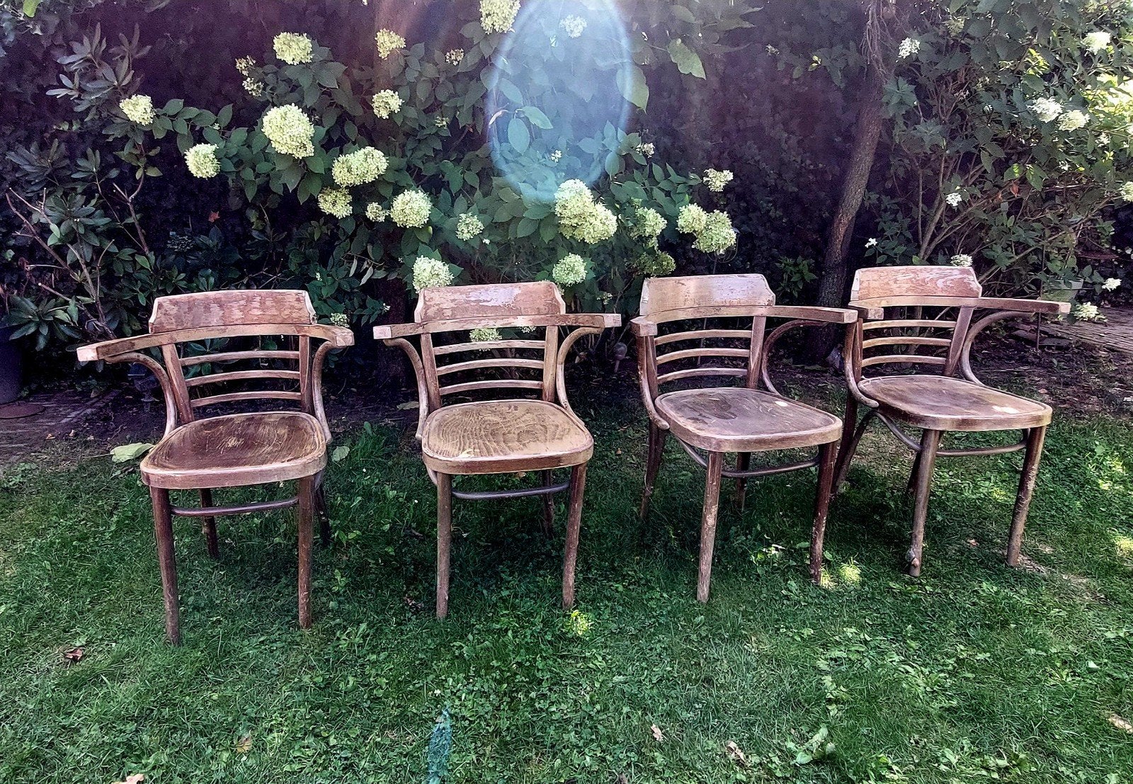 Set van 4 vintage caféstoelen, Ophalen