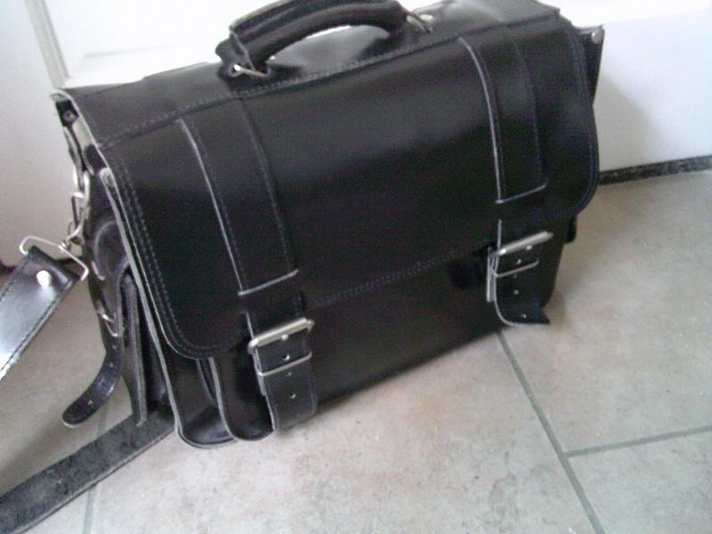 VINTAGE zwart leren chauffeurs tas met knipgespen, Overige merken, Gebruikt, Zwart, Ophalen of Verzenden