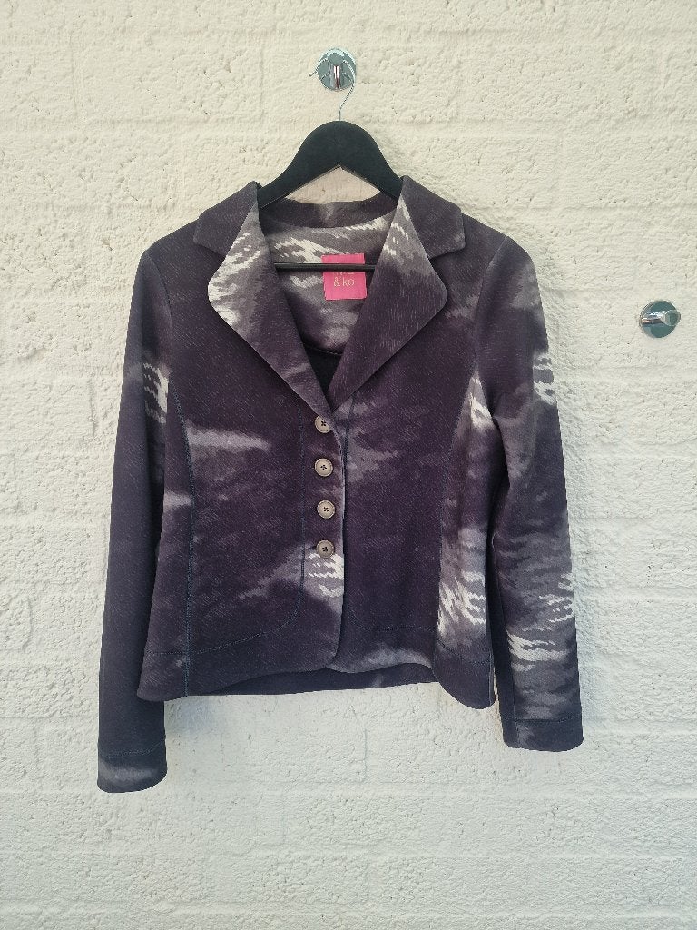 Kyra & Ko blazer rifka donker print maat 42, Ophalen of Verzenden, Zo goed als nieuw, Maat 42/44 (L), Blauw