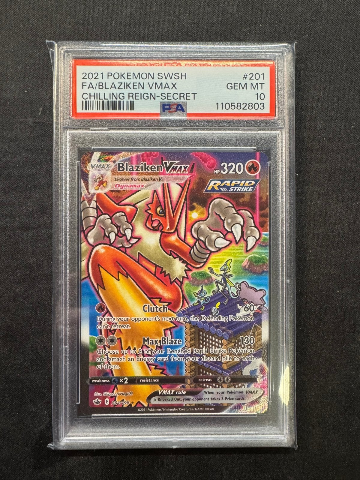 Pokémon Blaziken VMAX 201 PSA 10, Ophalen, Zo goed als nieuw