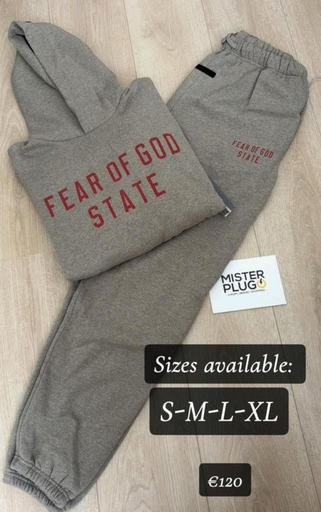 Fear of God State Hoodie & Jogger Set - Grijs, Kleding | Heren, Broeken en Pantalons, Nieuw, Overige maten, Grijs, Ophalen of Verzenden