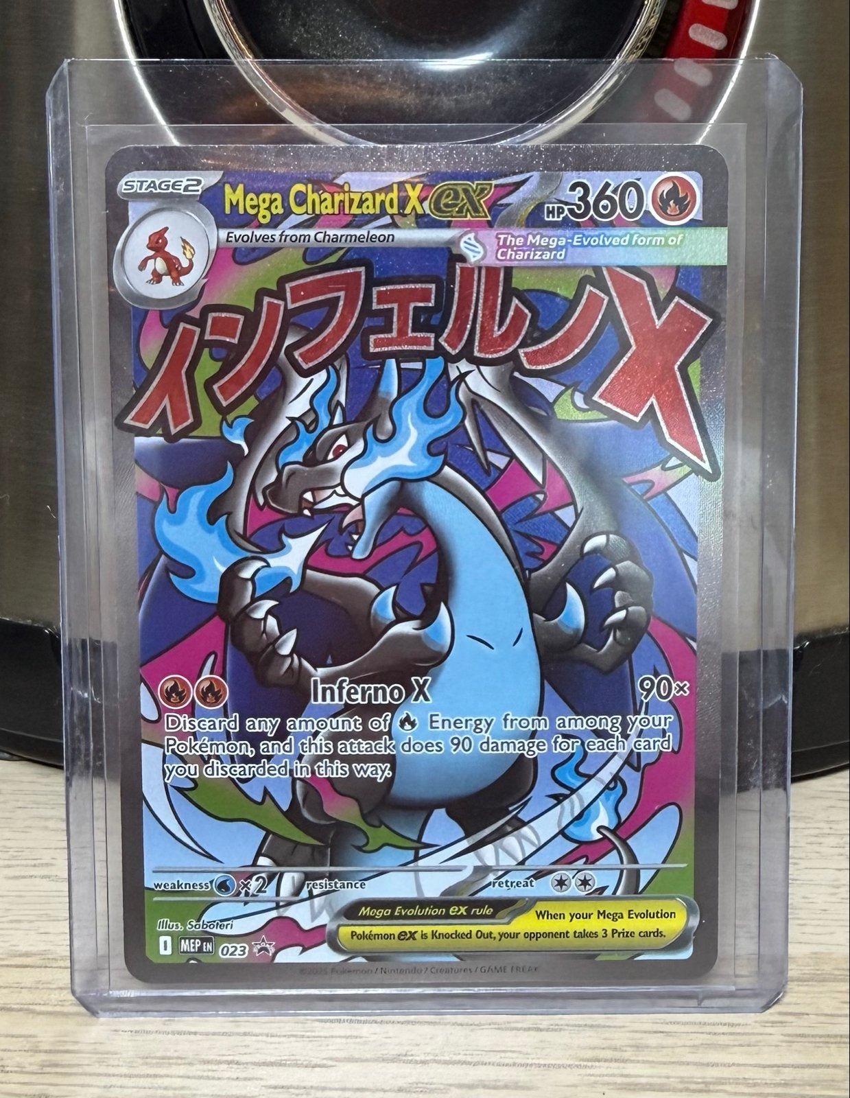 Mega Charizard X EX 023 Promo Pokémon Kaart, Ophalen of Verzenden, Zo goed als nieuw, Losse kaart, Foil