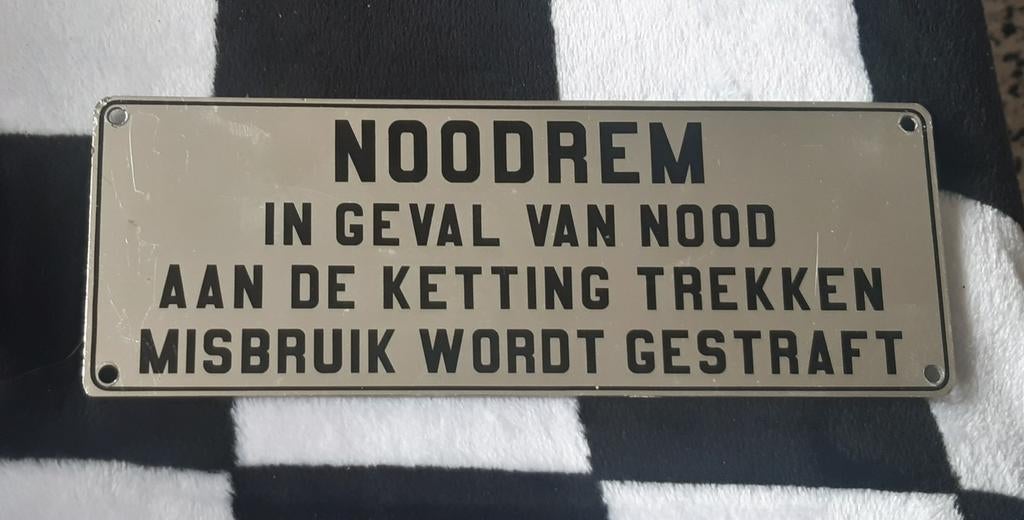 Bordje 'Noodrem' NS Trein, Ophalen of Verzenden, Overige typen