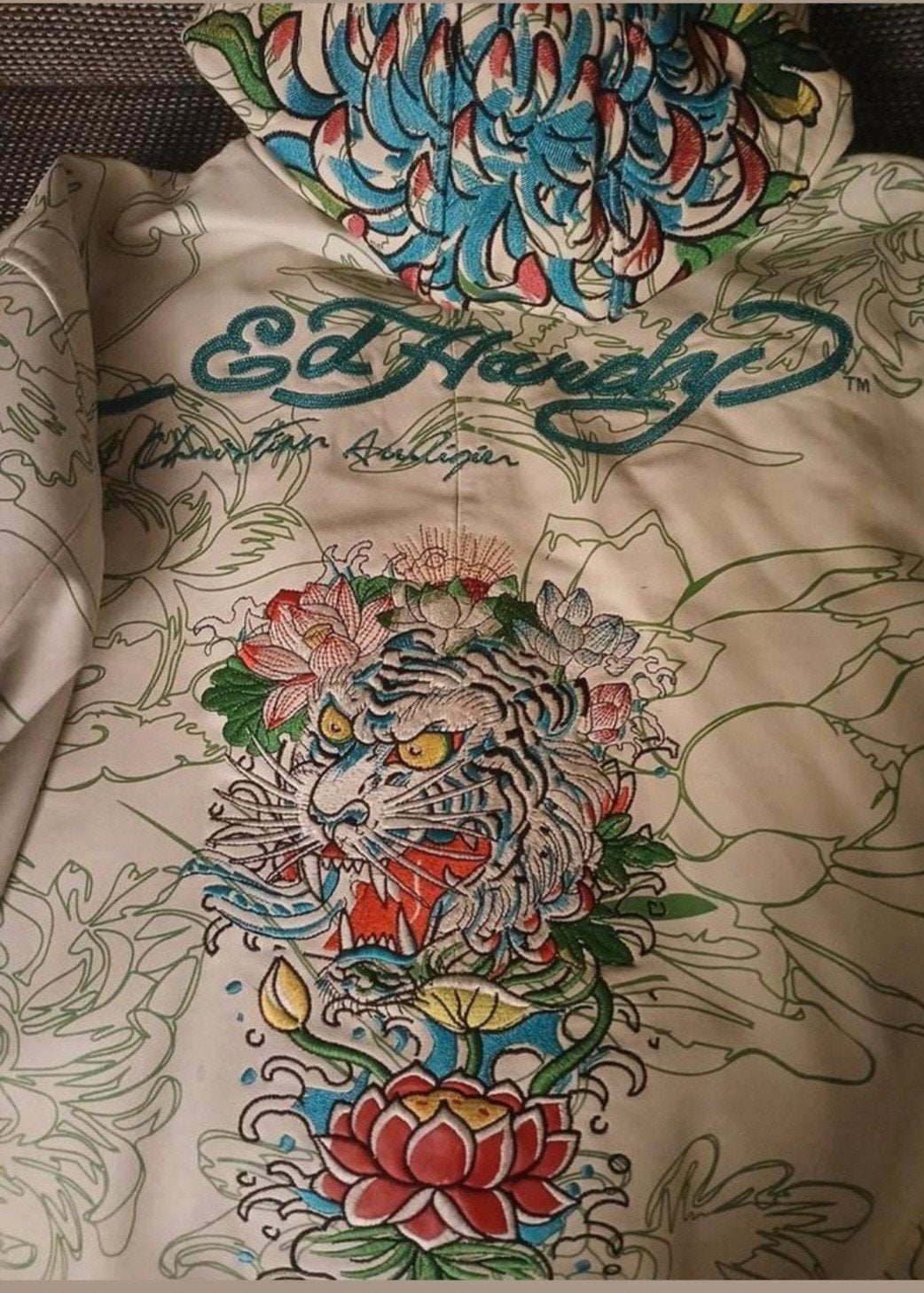Ed Hardy Leren Dames jas Maat L, Wit, Maat 42/44 (L), Ophalen of Verzenden, Ed Hardy