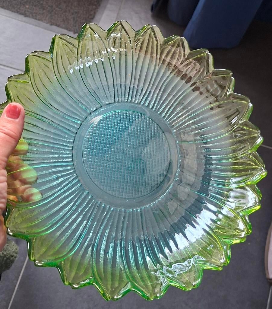Vintage persglazen schaal met kleurverloop - 26 cm, Ophalen