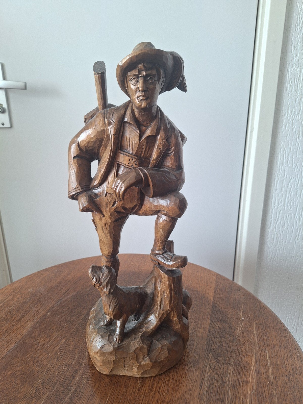 Oosterijks houtsnijwerk Jager (vintage), Ophalen, Houtsnijwerk, Handgemaakt, 20 - 50 cm