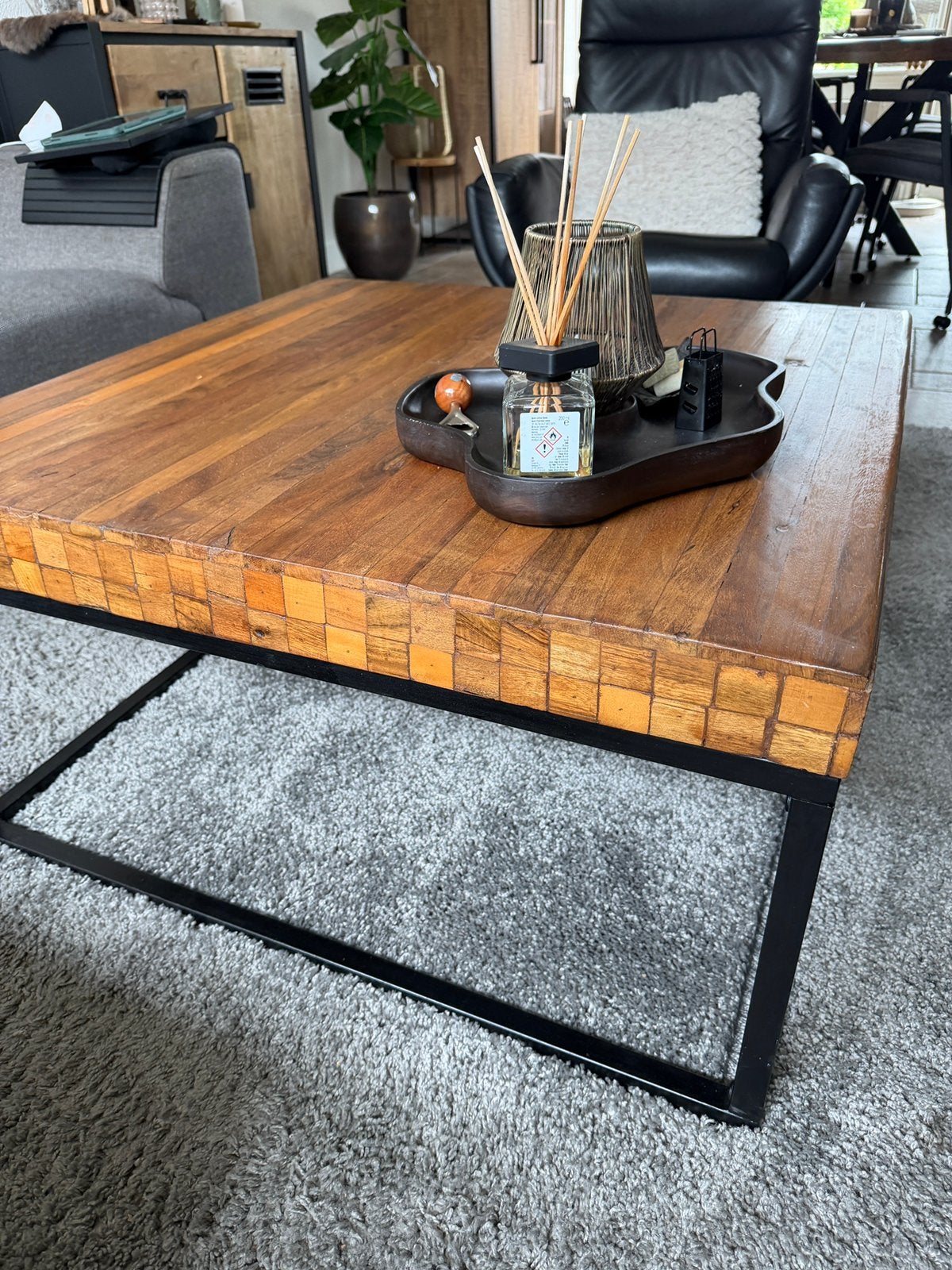 Salontafel van teak, Huis en Inrichting, Tafels | Salontafels, Ophalen, Zo goed als nieuw, Vierkant, 50 tot 100 cm