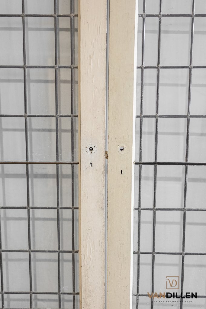 Oude openslaande vouwdeuren glas in lood 201.5 x 81, Gebruikt, 120 cm of meer, Binnendeur, Minder dan 200 cm