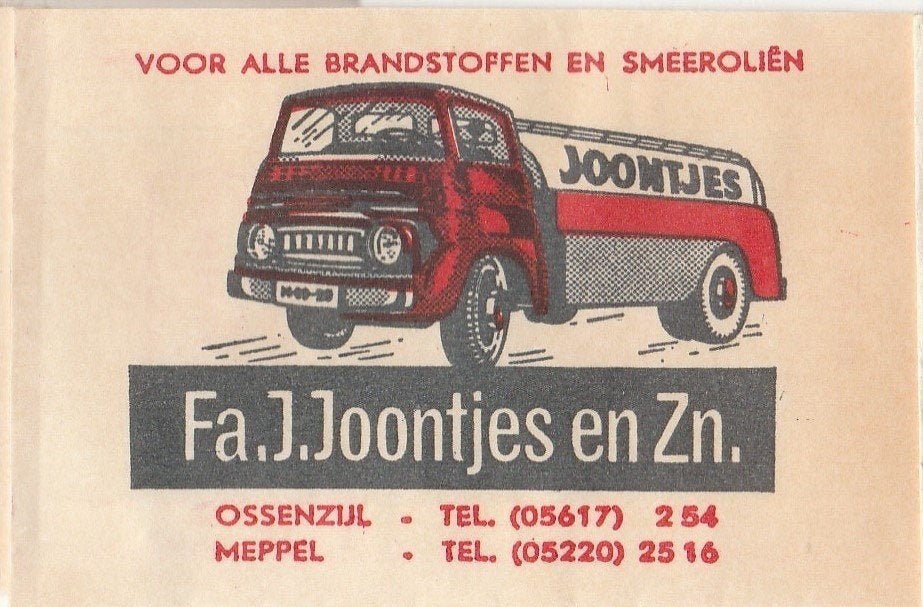 J Joontjes en Zn. Ossenzijl Meppel - brandstof smeerolie, Ophalen of Verzenden