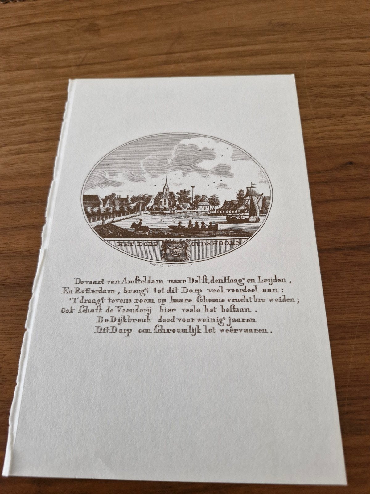 Historische prent 'Het Dorp Oud Shoorn' (ca. 1800), Ophalen of Verzenden