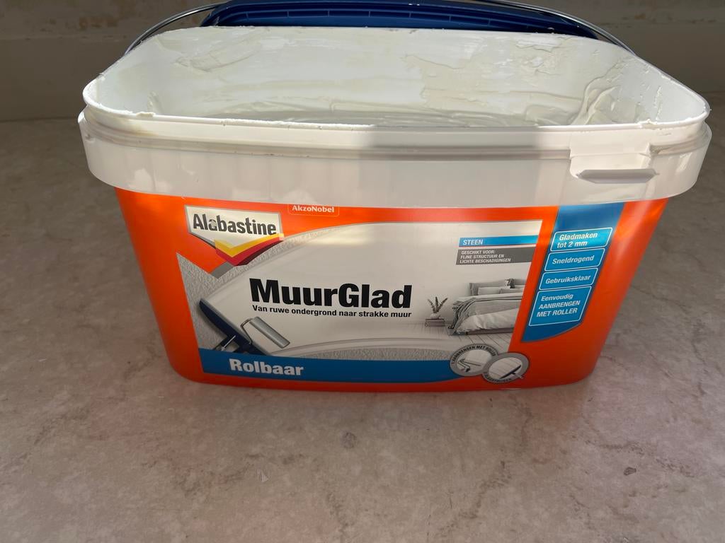 Alabastine Muurglad Rolbaar 3x10L + Gereedschap, Doe-het-zelf en Verbouw, Verf, Beits en Lak, Ophalen, Wit, 20 liter of meer, Verf