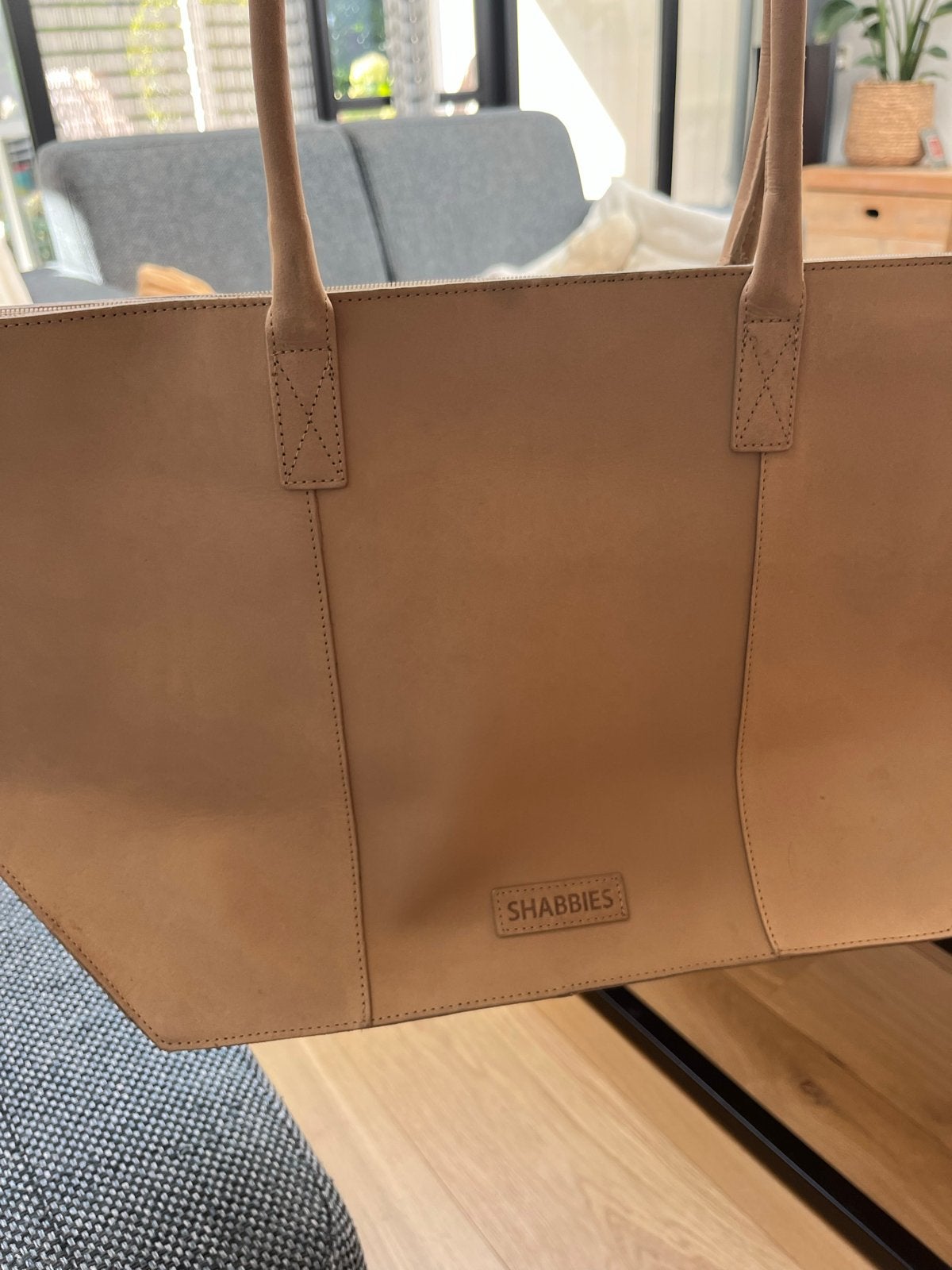 Shabbies Grote Leren Schoudertas Taupe, Ophalen of Verzenden, Nieuw, Beige, Shopper