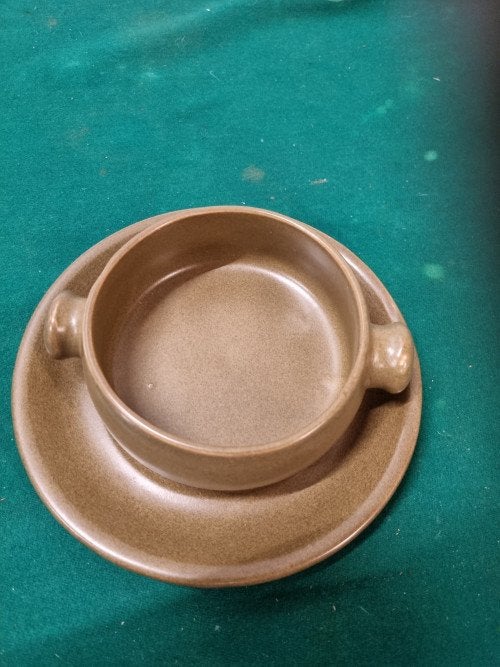 Ovenschaal met oren en schotel retro bruin, Huis en Inrichting, Ophalen of Verzenden, 'T Olde Gre-j, Info@toldegrej.nl, Endepoelstraat 20f Didam