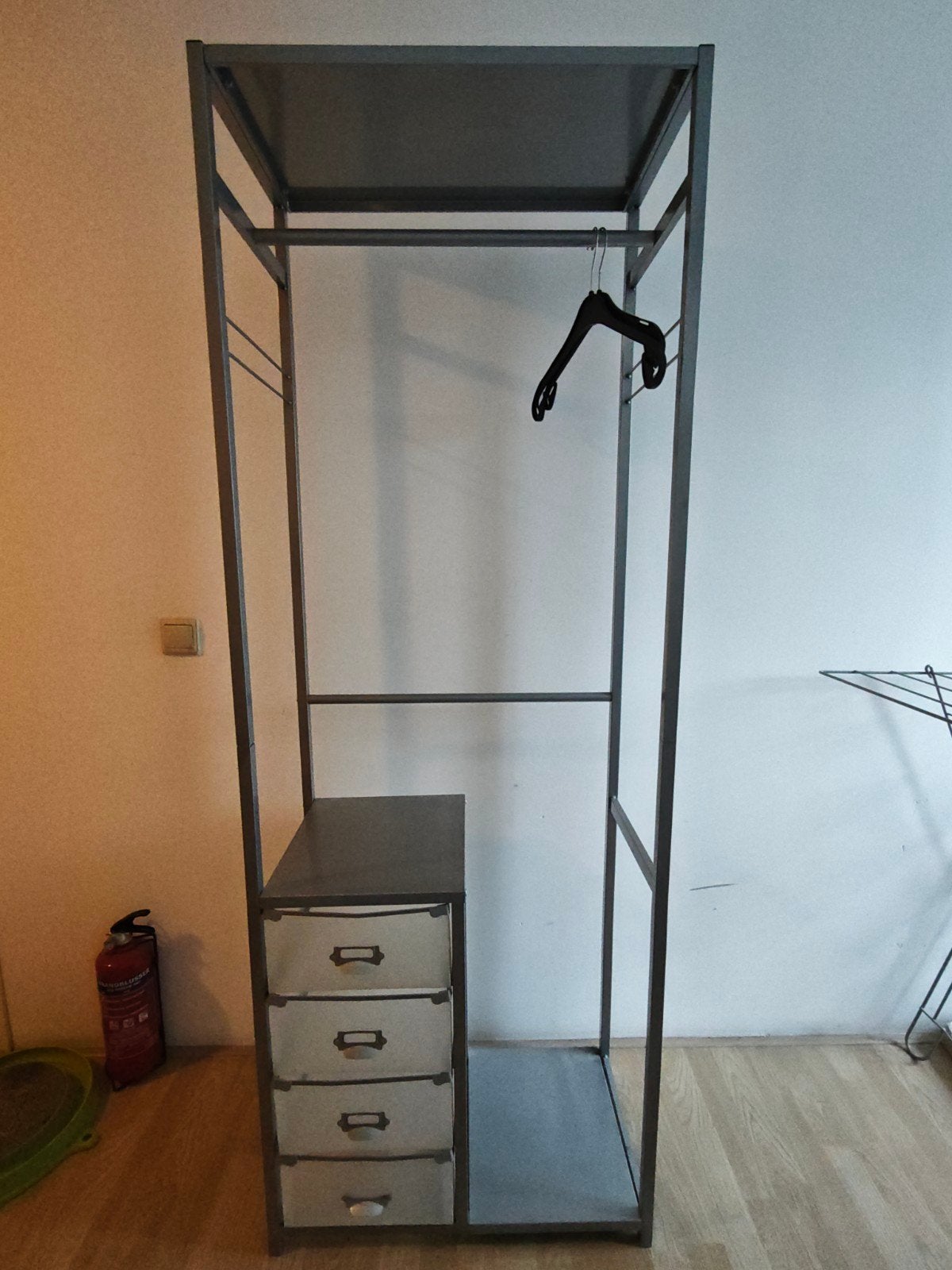 Open kledingkast met lades en hangruimte, Ophalen, Industrieel, Modern, Minimalistisch, 50 tot 100 cm, Met lade(s)