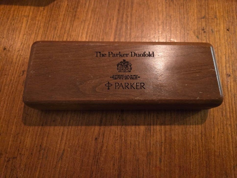 the parker duofold houten pennen doos, Gebruikt, Parker, Overige typen, Met doosje