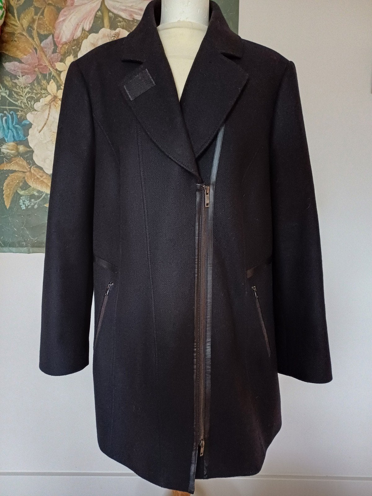 Gerry Weber zwarte mantel jas maat 44/46, Gerry Weber, Ophalen of Verzenden, Zo goed als nieuw, Zwart