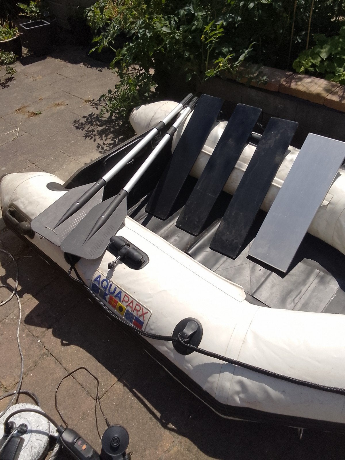 Aquaparx opblaasboot met peddels en houten bodem, Ophalen of Verzenden, Gebruikt