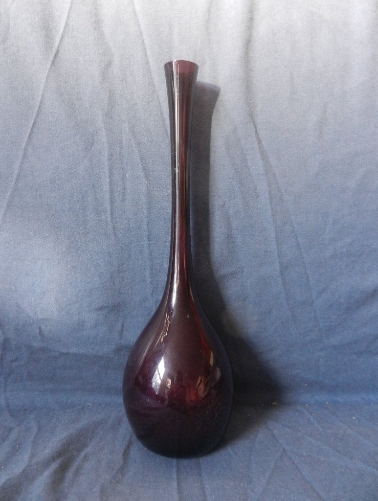 Paars glazen zgn Bulb vase door Gullaskruf ontw A Percy h 27, Ophalen of Verzenden