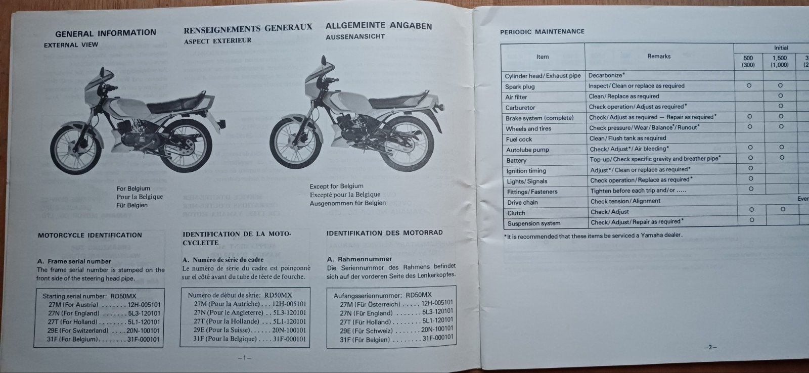 Yamaha  RD 50 MX supplement / service manual., Ophalen of Verzenden