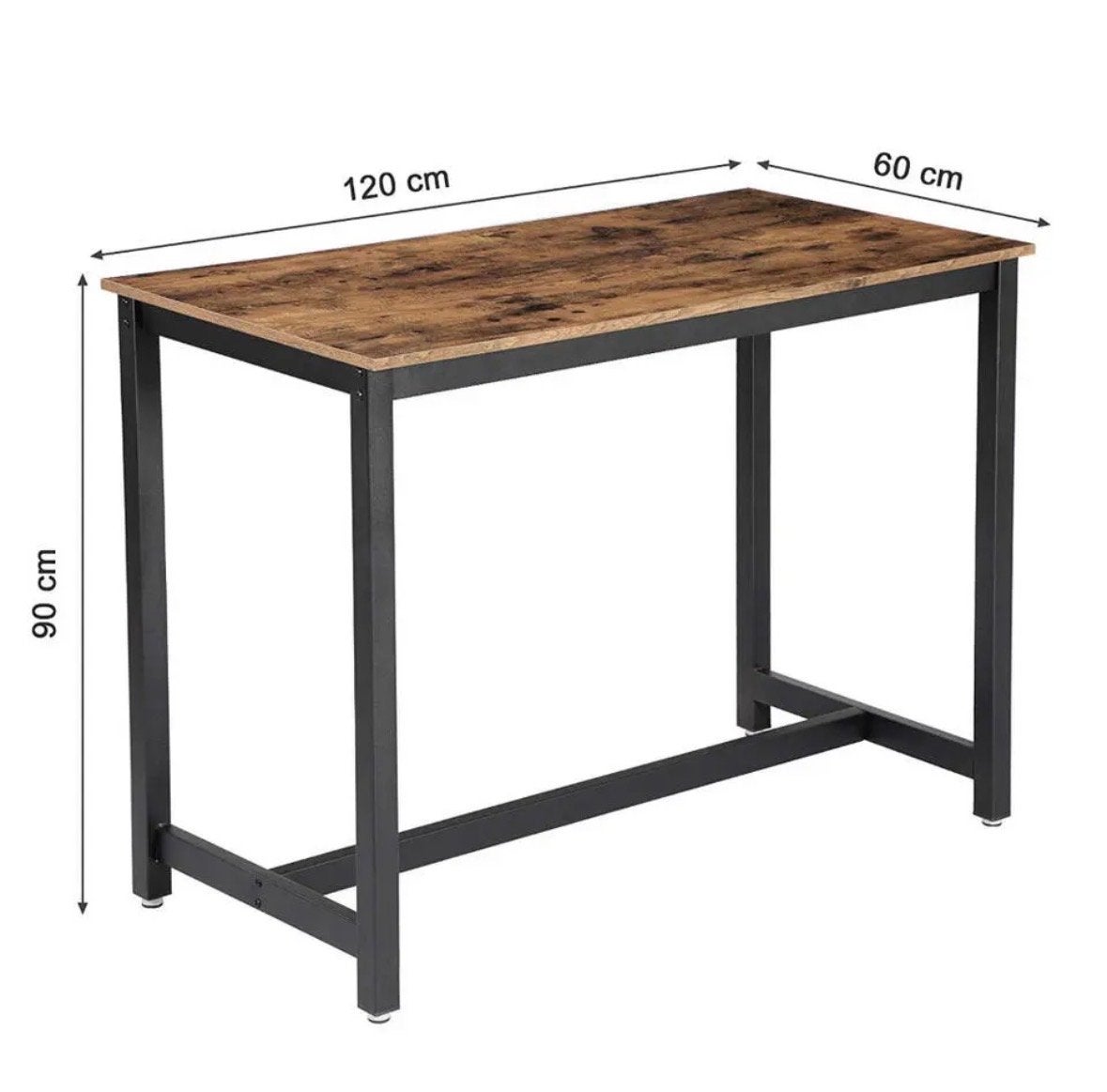 Leenbanker Middelhoge bartafel vintage bruin 120x90x60 cm, Huis en Inrichting, Tafels | Eettafels, Ophalen, 100 tot 150 cm, 50 tot 100 cm