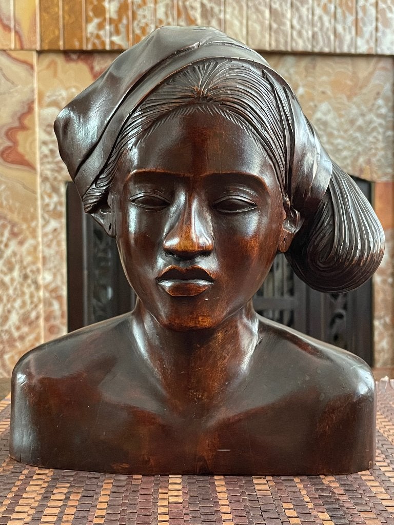 Art Deco style Bali buste - houtsnijwwerk uit Indonesië, Antiek en Kunst, Kunst | Beelden en Houtsnijwerken, Overige onderwerpen
