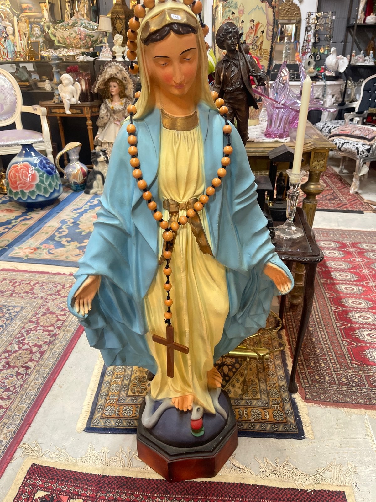 Groot Mariabeeld met rozenkrans en slang, Antiek en Kunst, Ophalen of Verzenden