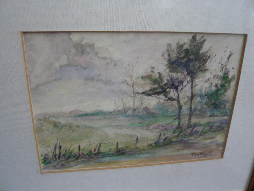 Ton Pape aquarel bos landschap 30x25cm (17x12) S1, Ophalen of Verzenden
