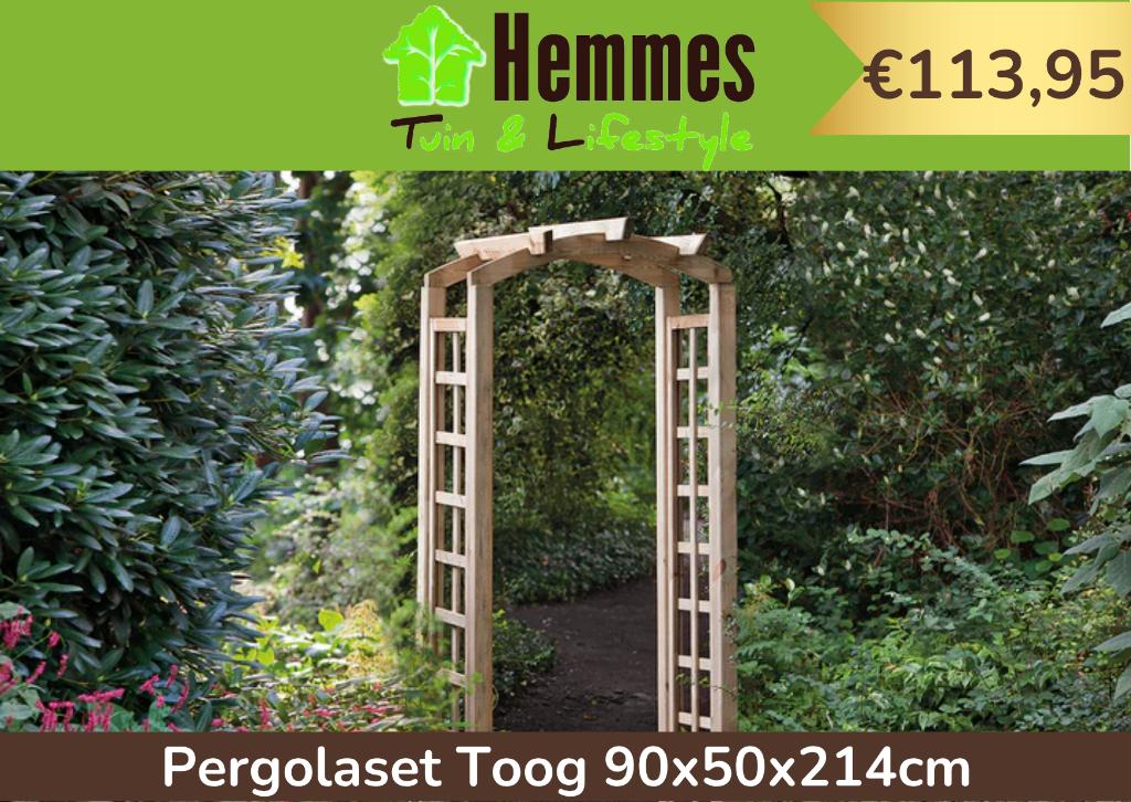 Pergolaset, getoogd, groen geïmpregneerd grenen, 90x50x2124, Tuin en Terras, Tuinpoorten, Nieuw, Looppoort, Hout, 200 cm of meer