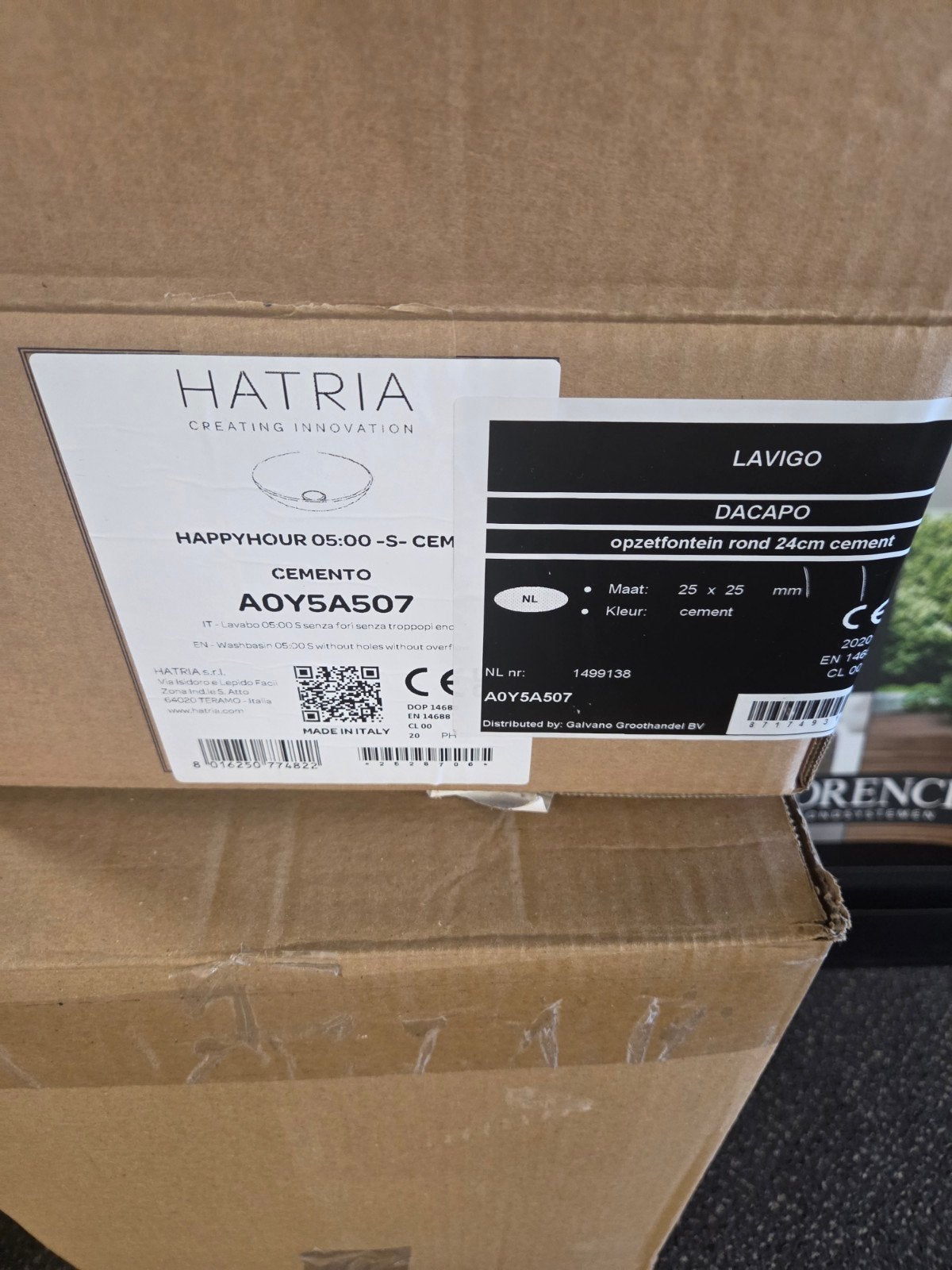 Hatria Happy Hour Opzetwastafel Rond 24 cm – Cemento – Nieuw, Ophalen of Verzenden, Nieuw