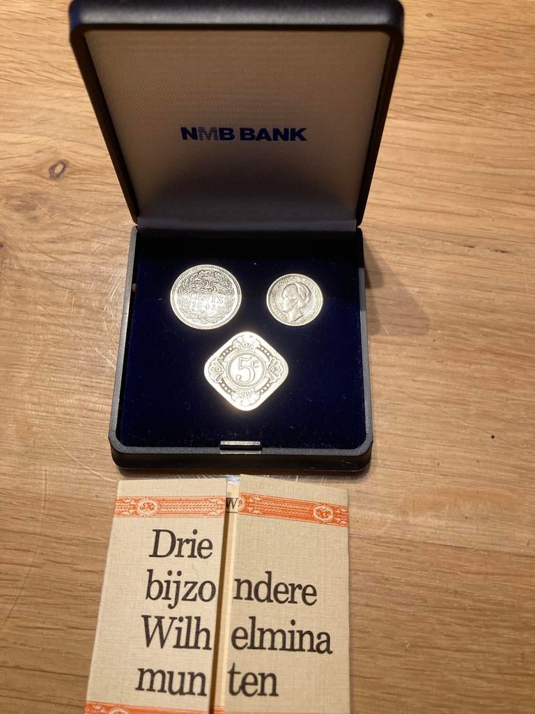 Drie Bijzondere Wilhelmina Munten - NMB Bank Set, Postzegels en Munten, Munten | Nederland, Setje, Zilver, Koningin Wilhelmina