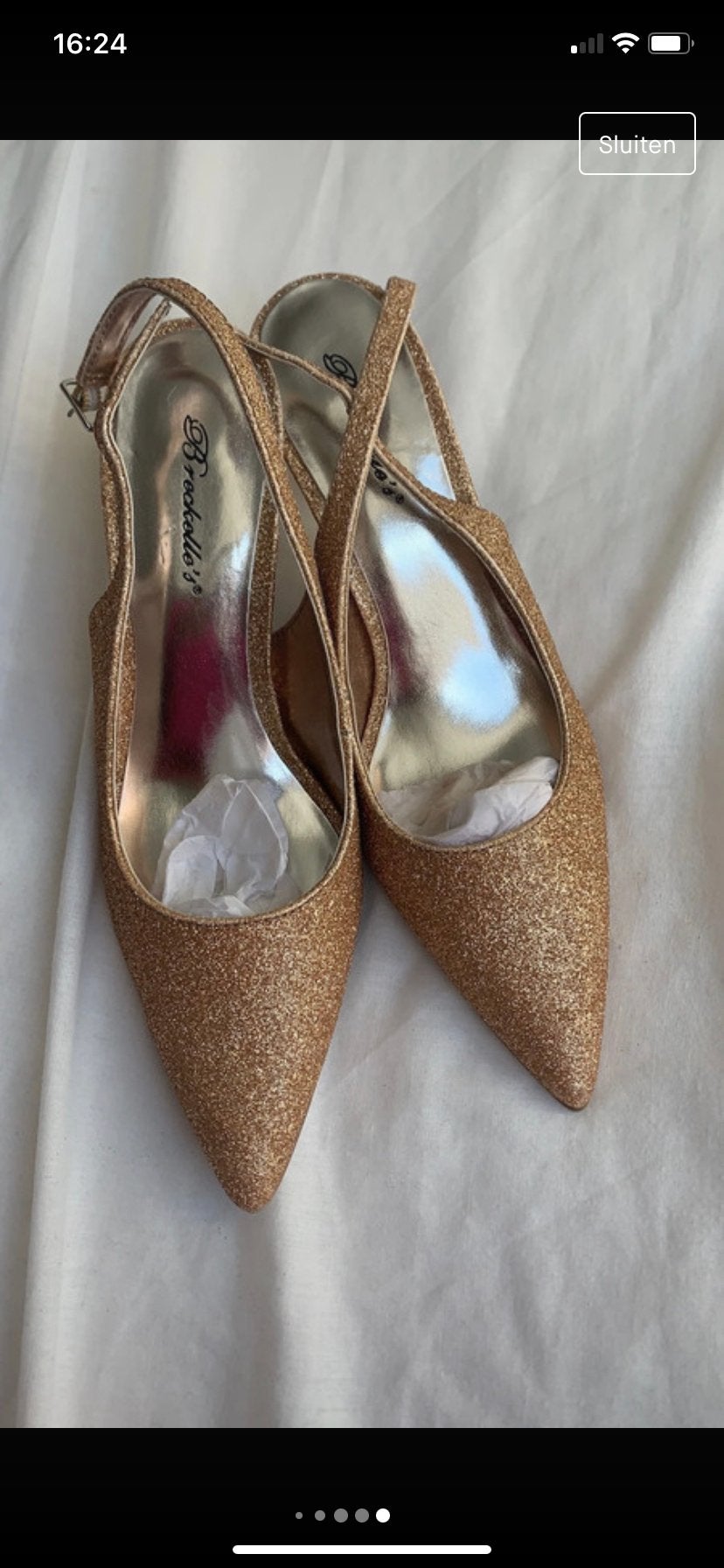 Nieuwe gouden glitter pumps met bandje - Maat 37, Ophalen of Verzenden, Nieuw, Overige kleuren, Pumps