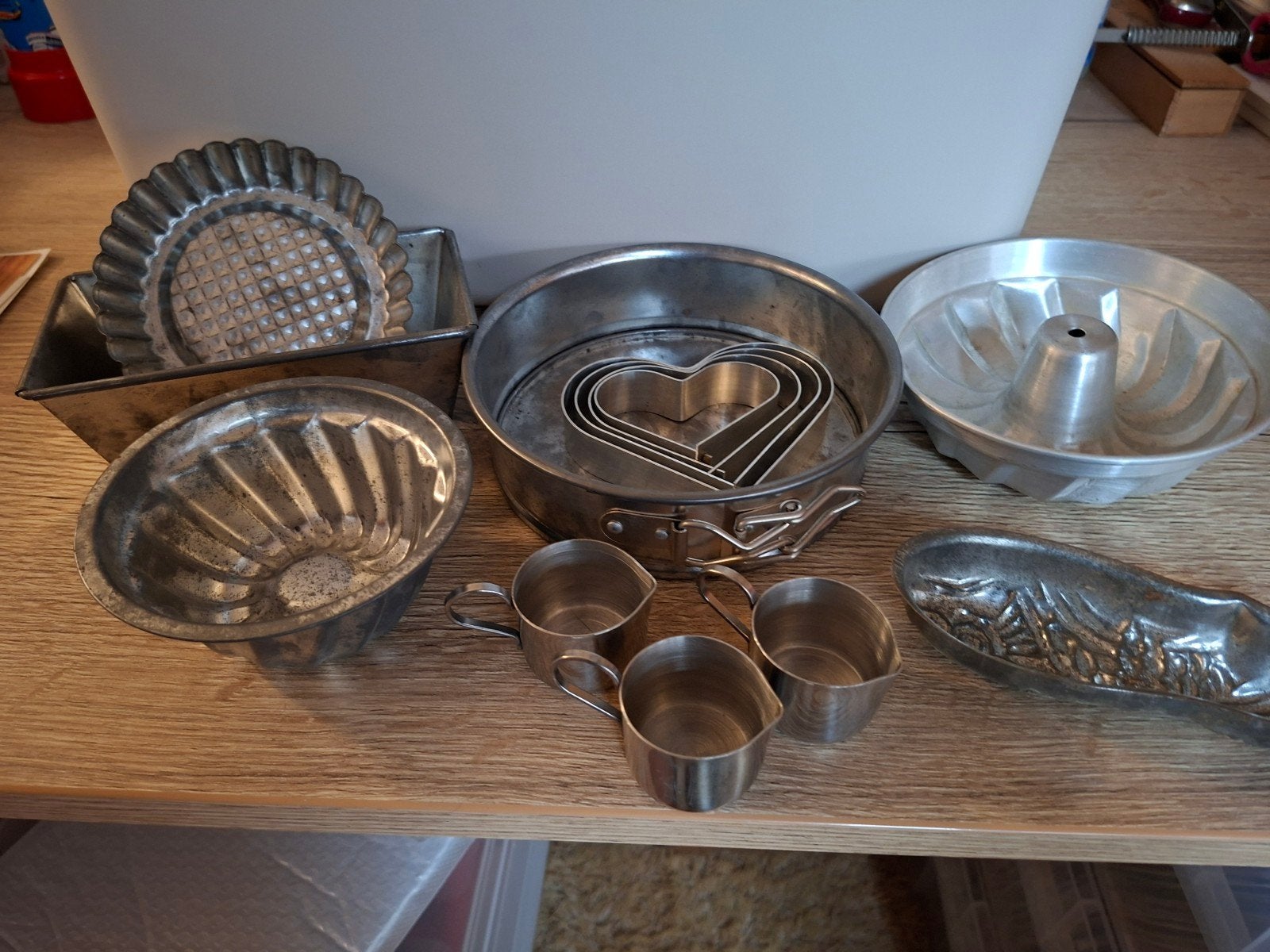 Diverse bakvormen en keukengerei - Gebruikt, Zilver, Ophalen of Verzenden, Metaal, Overige typen