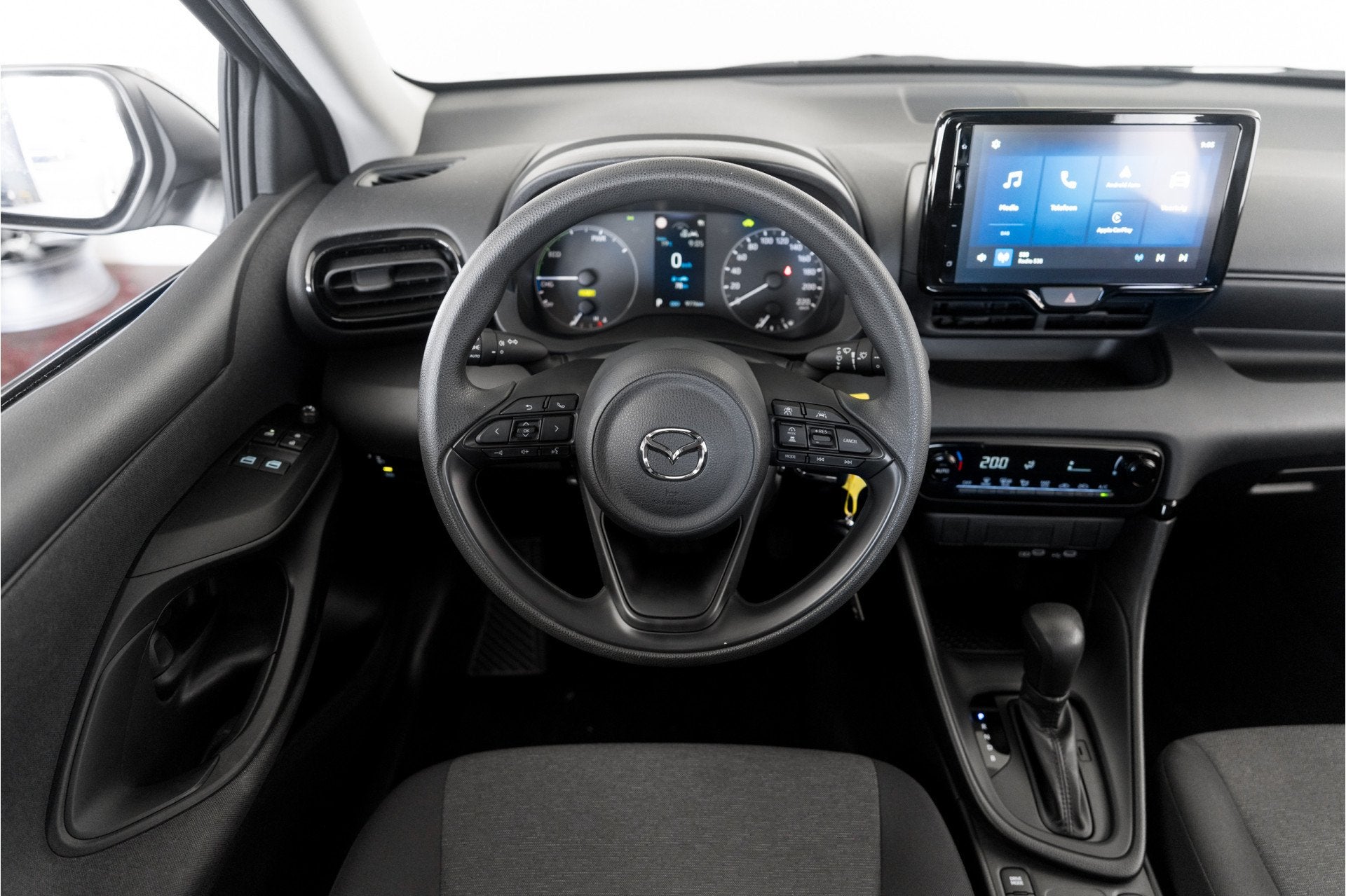 Mazda 2 Hybrid 1.5 Prime-line Automaat | Camera | CarPlay |, Auto's, Gebruikt, Wit, Hybride Elektrisch/Benzine, 3 cilinders