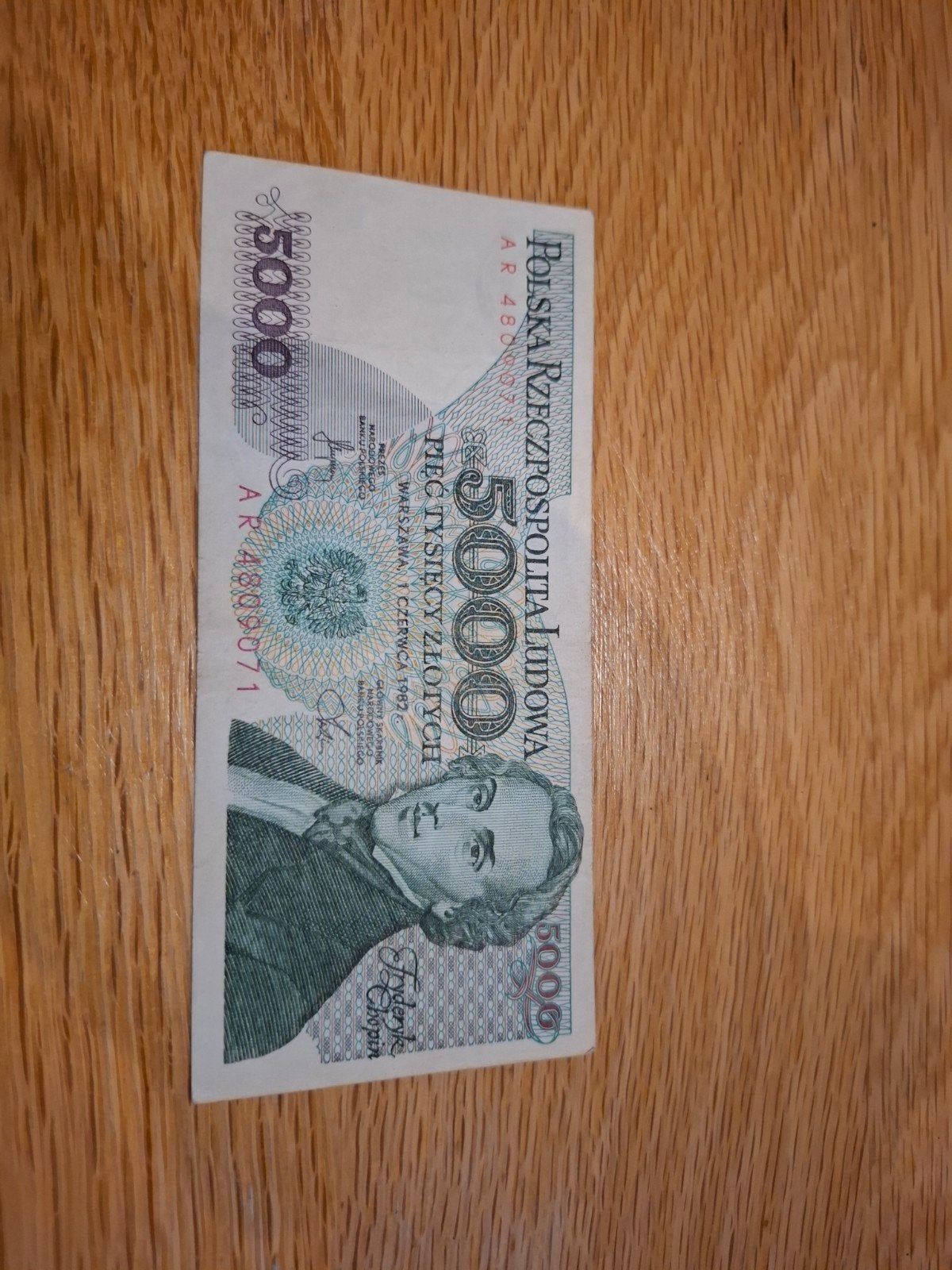 Zeldzaam Pools 5000 Zloty biljet uit 1982 - Chopin, Postzegels en Munten, Ophalen of Verzenden, Los biljet