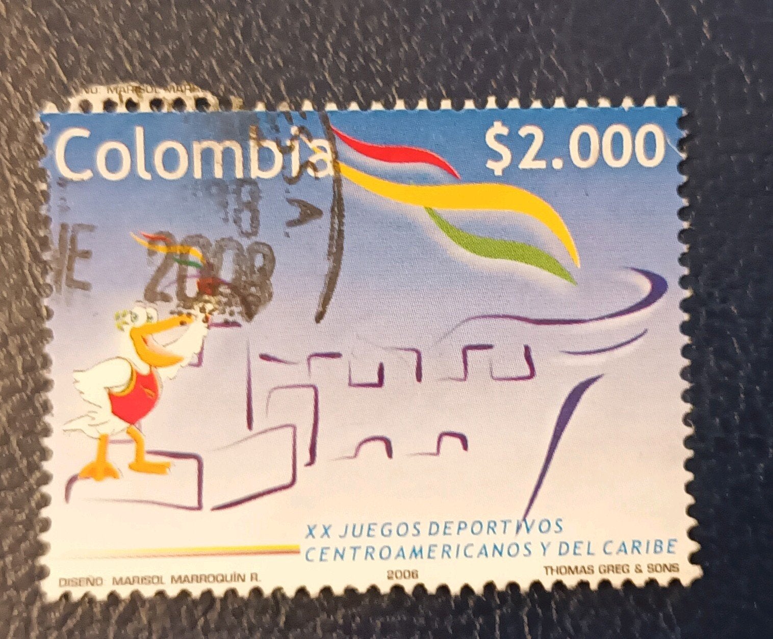 Colombia 2006 pz central America en Caribbean games, Ophalen of Verzenden, Gestempeld, Zuid-Amerika
