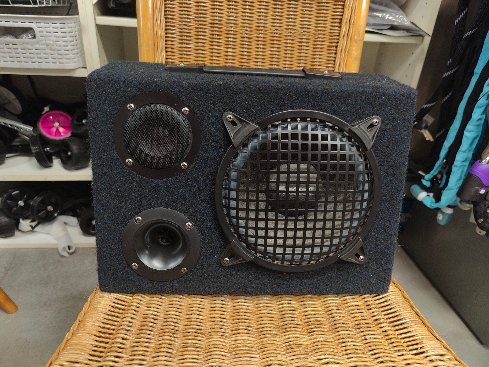 Set van 2 autoboxen met subwoofer, mid en tweeter, Ophalen, Gebruikt, Nb, Nb