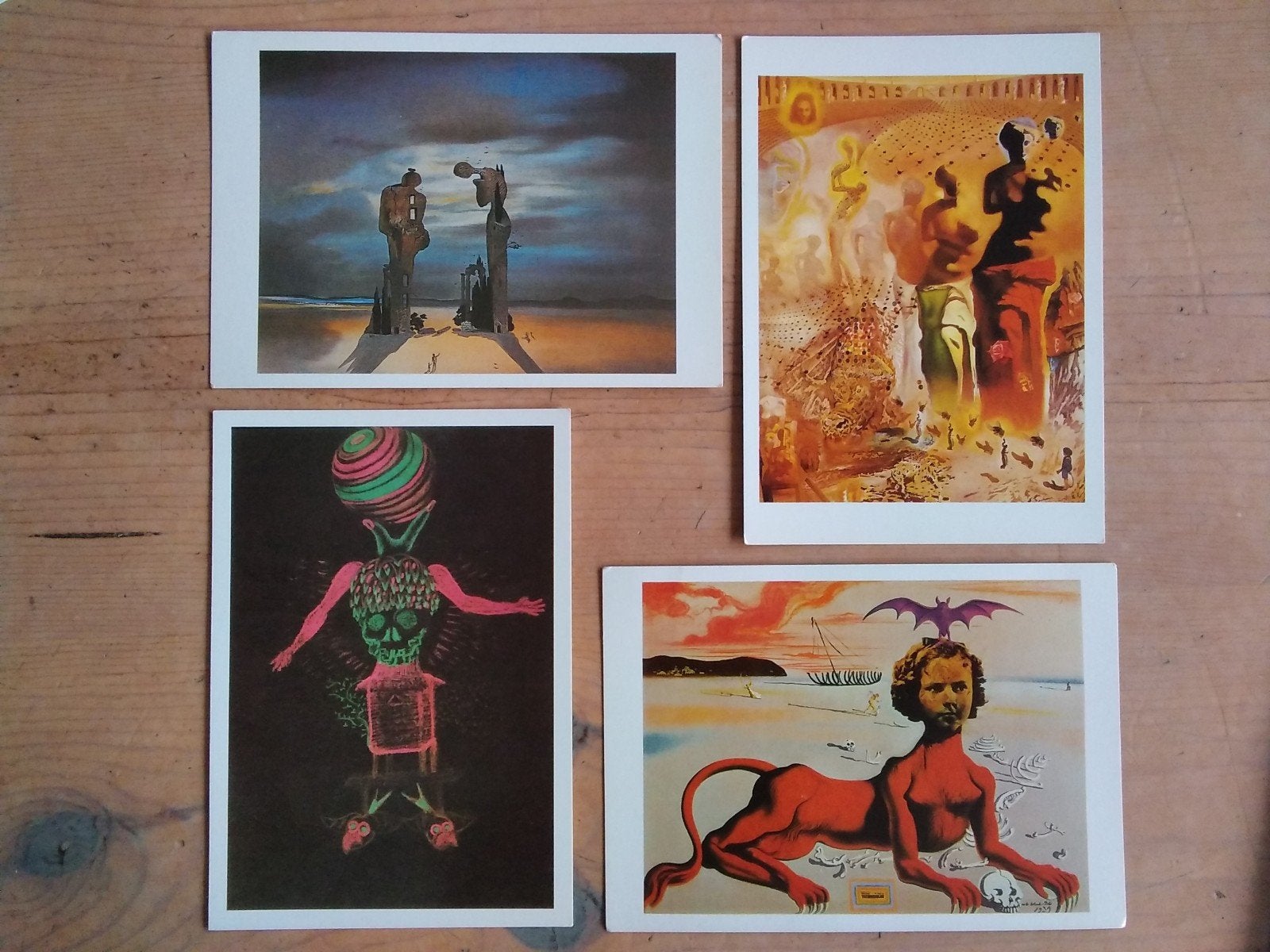 4 Ansichtkaarten Salvador Dalí, Verzenden, 1980 tot heden, Overige thema's