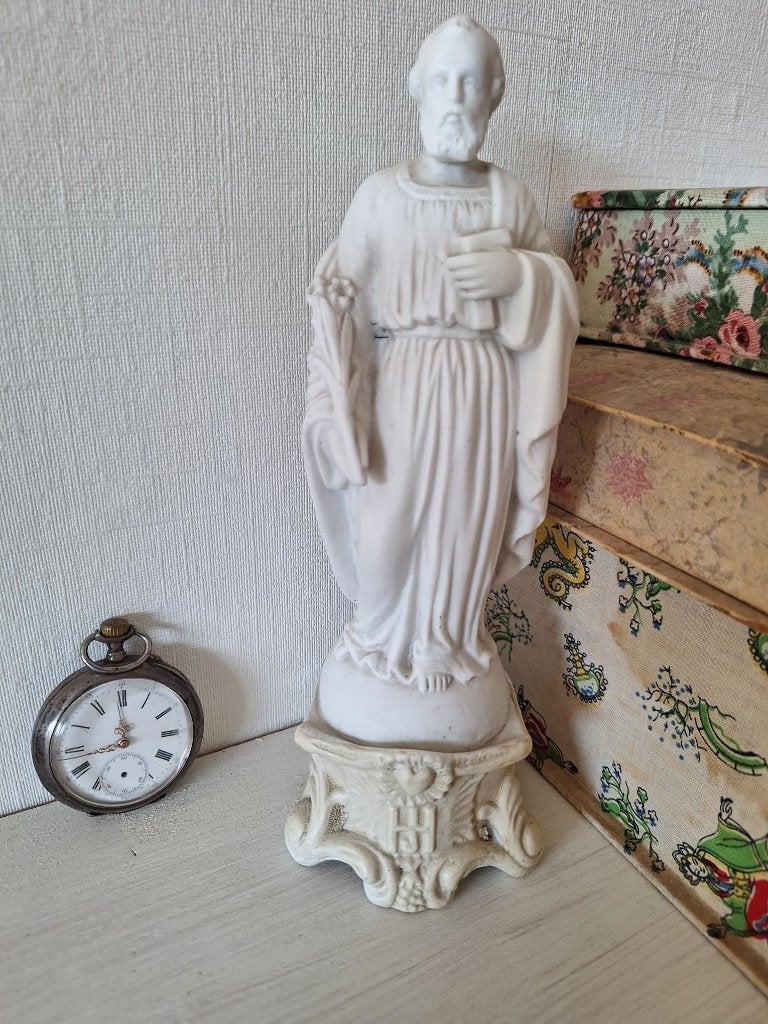 Oud brocant biscuit heiligenbeeldje St Joseph, Antiek en Kunst, Antiek | Religie, Ophalen of Verzenden