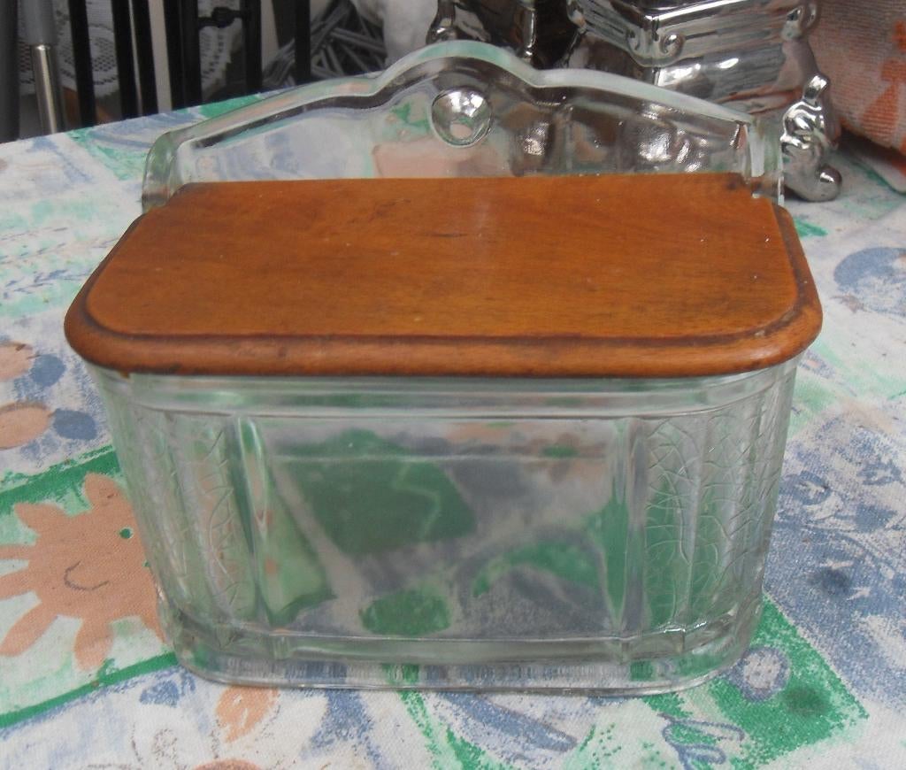 oude zoutbak/ zoutpot/ keukenbak glas, Antiek en Kunst, Ophalen of Verzenden