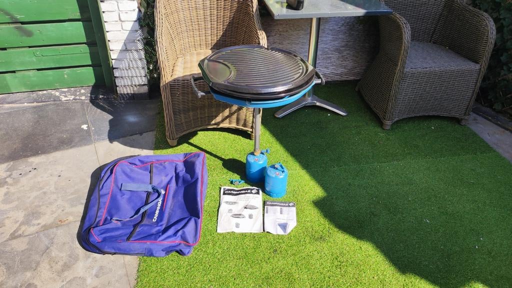 Compacte camping barbecue met gasflessen en tas, Ophalen of Verzenden