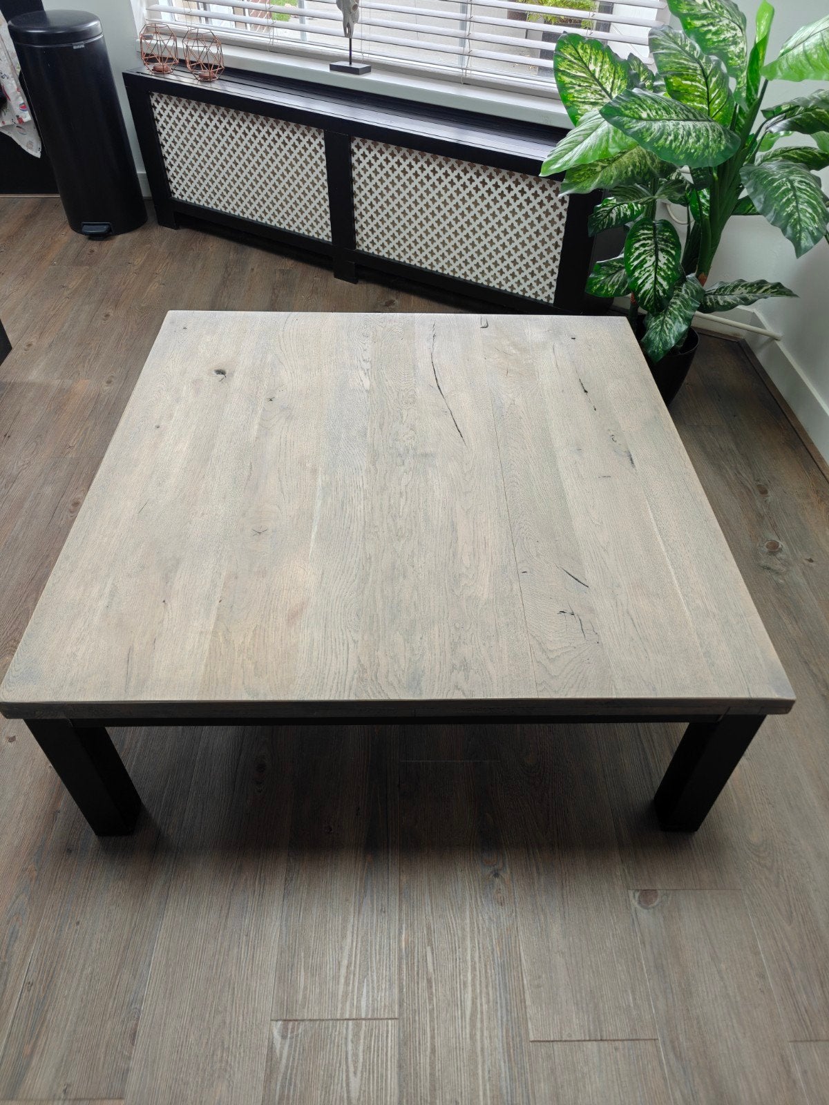 industrieel salontafel, Huis en Inrichting, Tafels | Salontafels, Ophalen, Vierkant, Eikenhout, 5 – 50