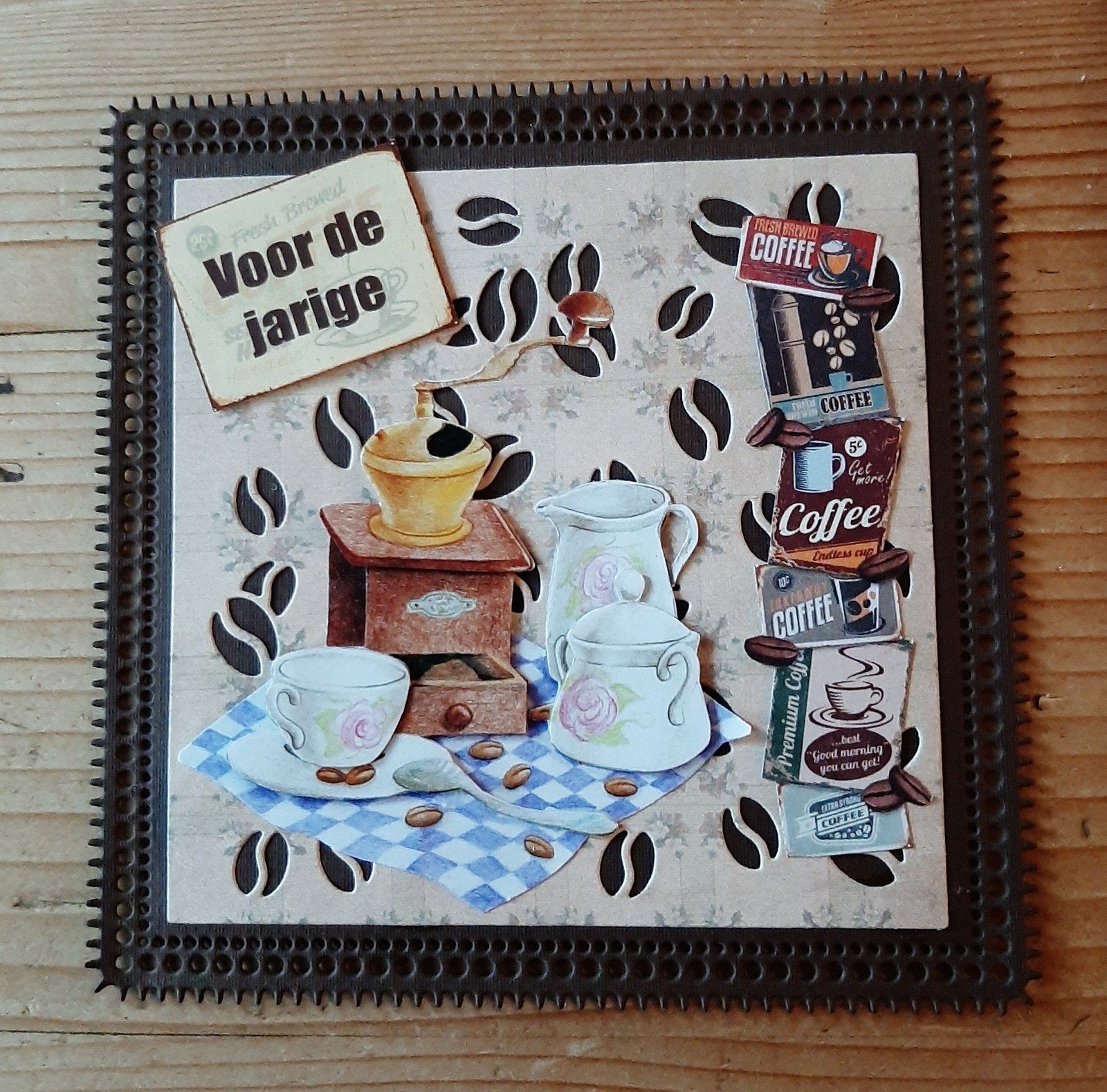 stans kaart opleg met 3d plaatje koffie, Hobby en Vrije tijd, Kaarten | Zelf maken, Ophalen of Verzenden, Nieuw, Overige thema's