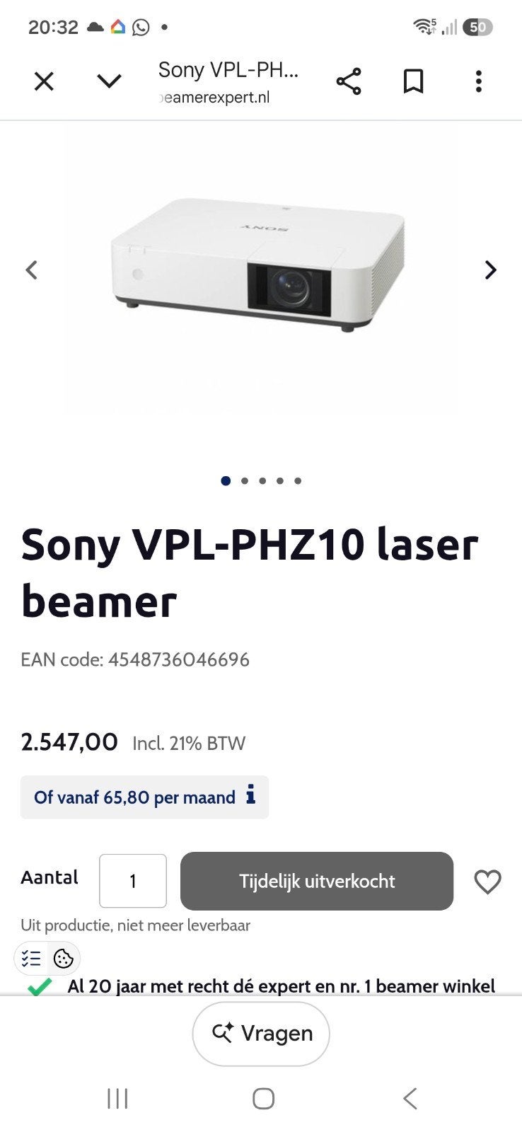 Sony VPL-PHZ10 Laser Beamer - Full HD Projector, Ophalen, Zo goed als nieuw, LCD, Sonny