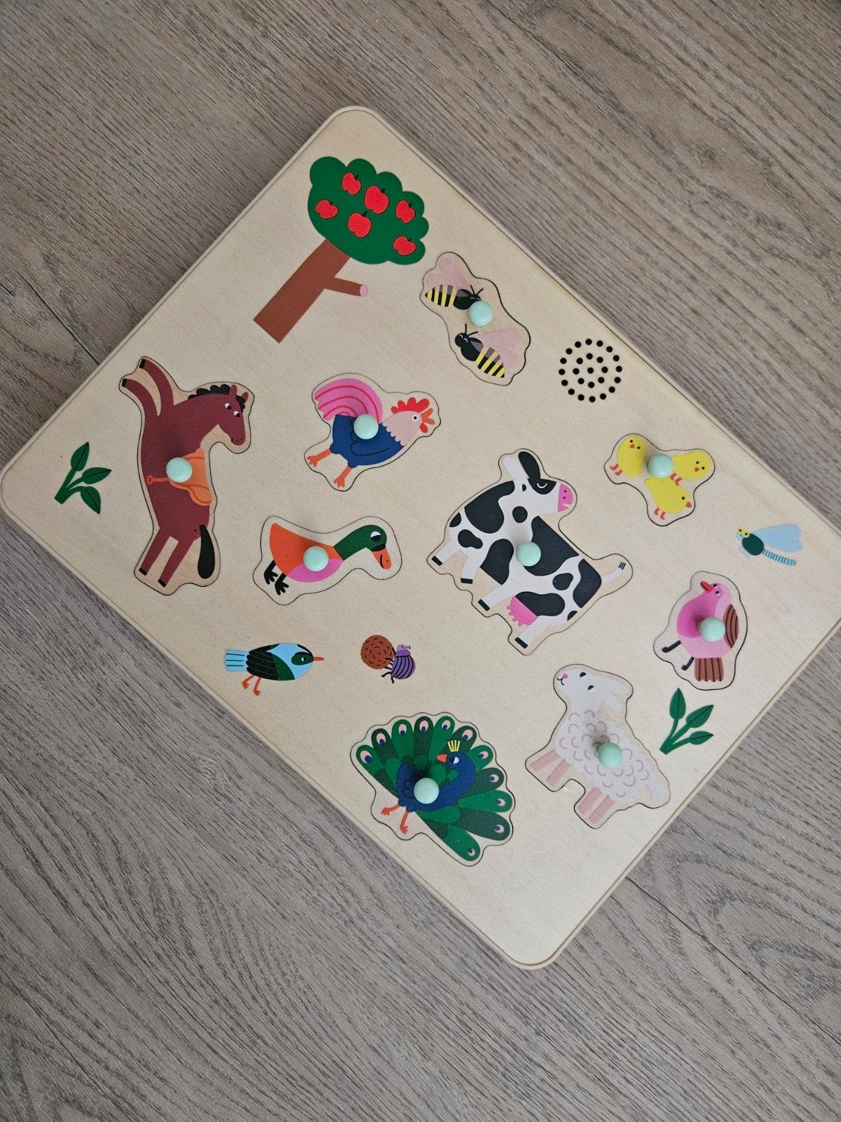 Hema houten puzzel dieren met geluiden zgan, Ophalen of Verzenden, Zo goed als nieuw, 6 maanden tot 2 jaar, Van hout
