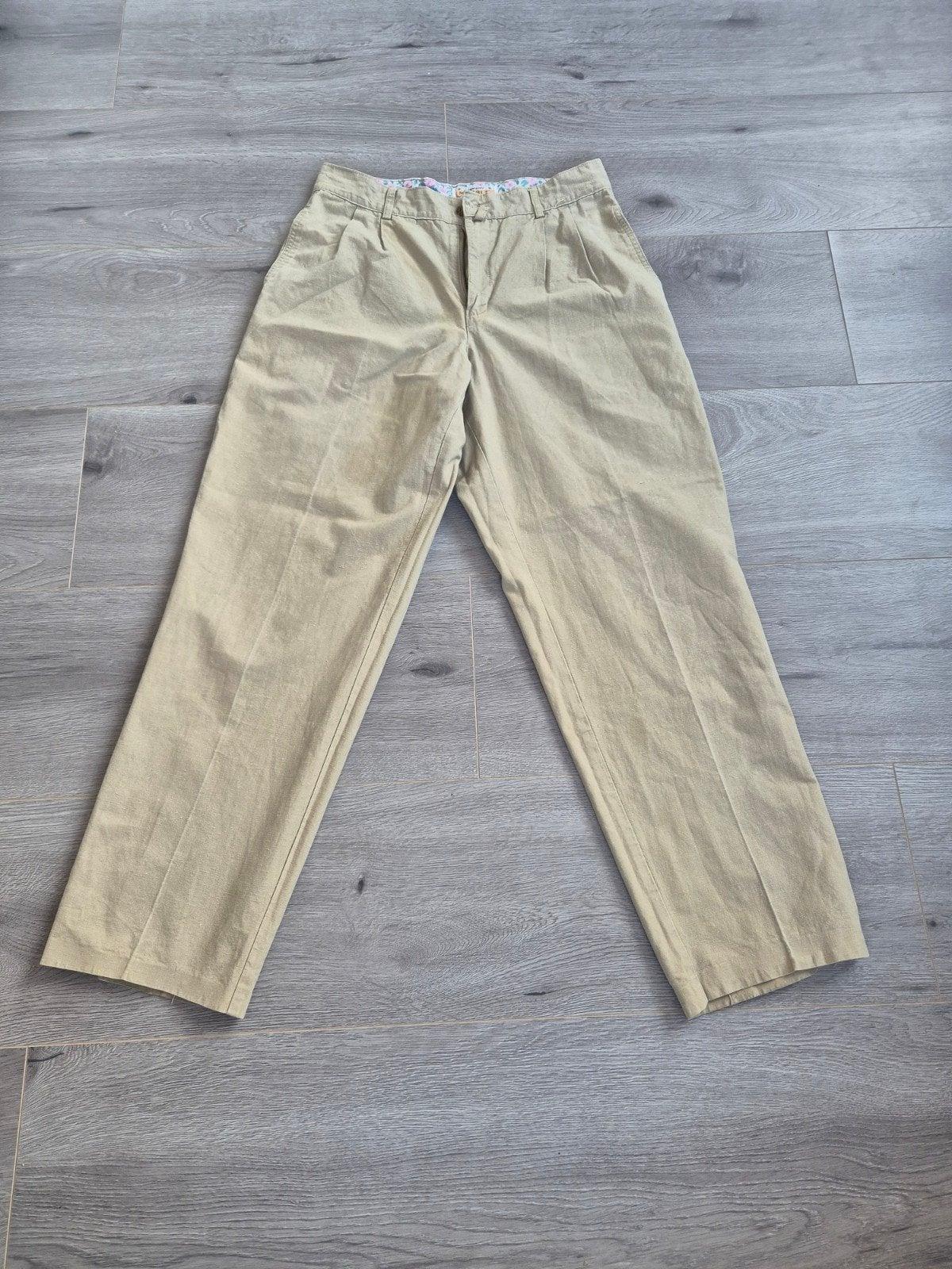 ​Marble Edge Vintage Chino Pantalon Beige Katoen Pleated 48, Maat 48/50 (M), Beige, Ophalen of Verzenden, Zo goed als nieuw