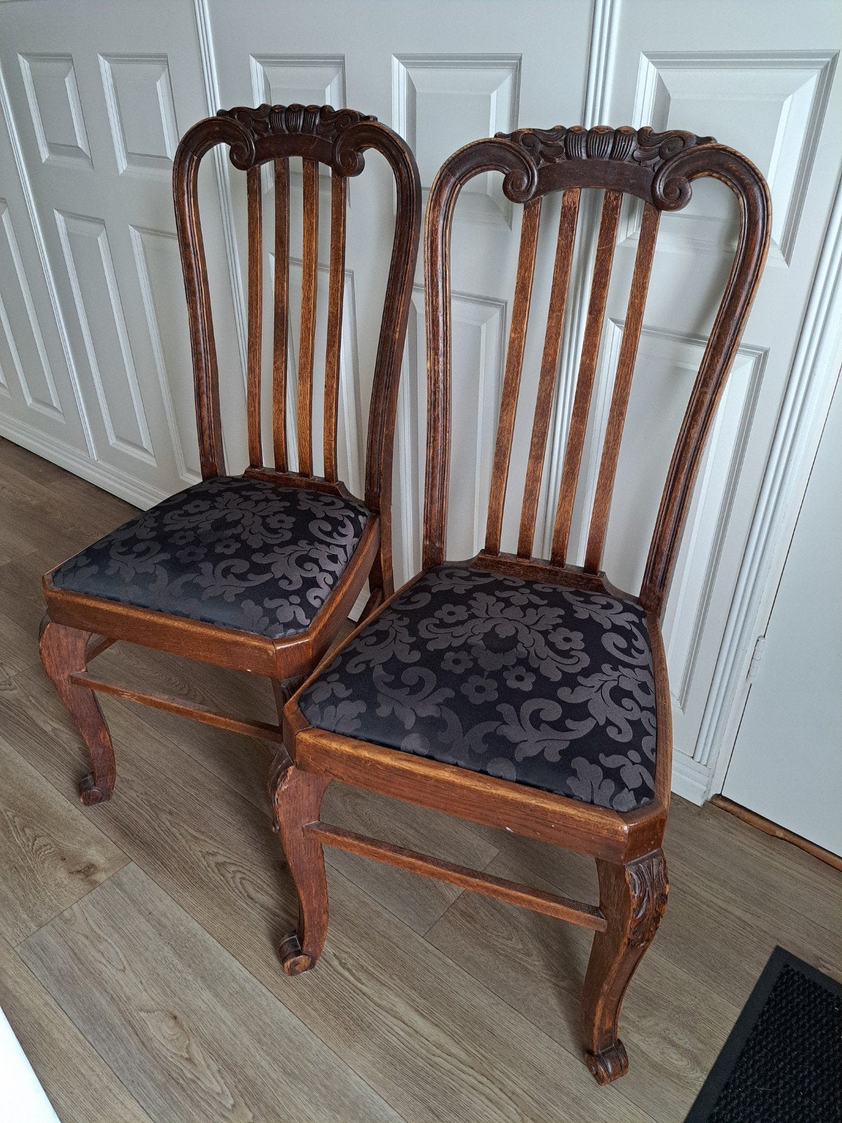 Set antieke eikenhouten stoelen Lodewijk XIV barok stof, Huis en Inrichting, Stoelen, Ophalen, Gebruikt, Twee, Lodewijk XIV